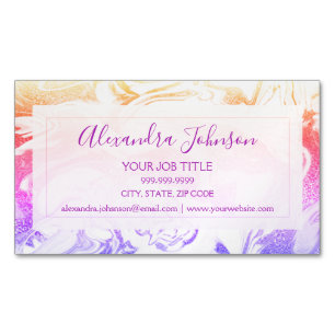 Pink & Gold Marble Stone Professional Modern Magnetic Business Card