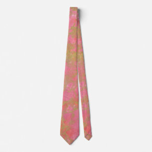 Pink Gold Marble Wedding Groomsmen Tie