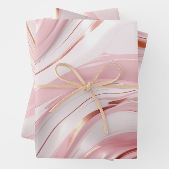 Pink & Gold Marble Wrapping Paper Sheet (In situ)
