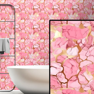 Pink & Gold Marbled  Wallpaper