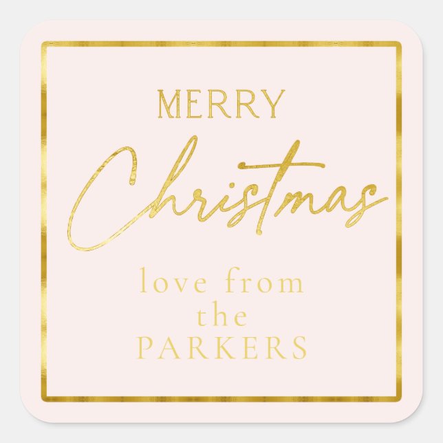 Pink Gold Merry Christmas ID1009 Square Sticker (Front)