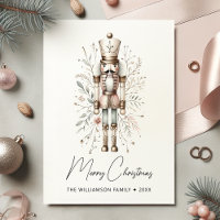 Pink & Gold Merry Christmas Nutcracker Card