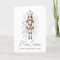 Pink & Gold Merry Christmas Nutcracker Card