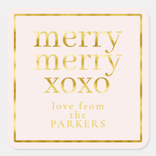 Pink Gold Merry Merry XOXO ID1009 Square Sticker
