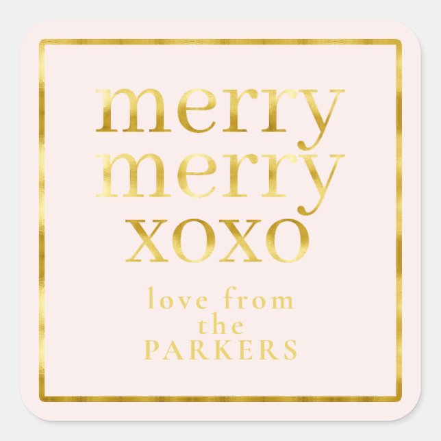 Pink Gold Merry Merry XOXO ID1009 Square Sticker (Front)