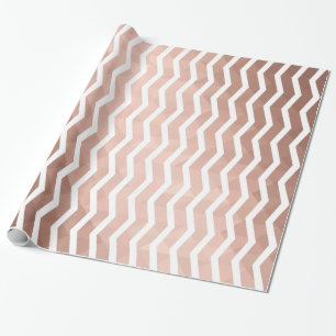 Pink gold metallic effect white stripes chic girl wrapping paper