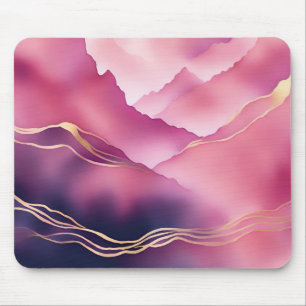 Pink Gold Metallic Marble Stone Mouse Mat