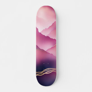Pink Gold Metallic Marble Stone  Skateboard
