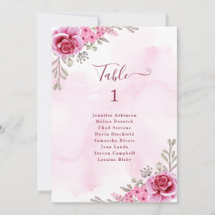 Pink Gold Minimalist Floral Wedding Seating C Card