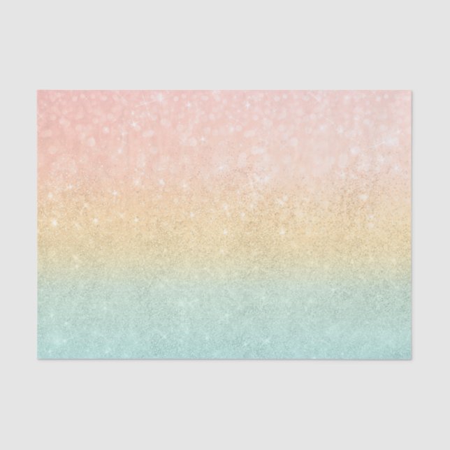 Pink Gold Mint Glitter Ombre Luxury Design Tissue Paper (Front)