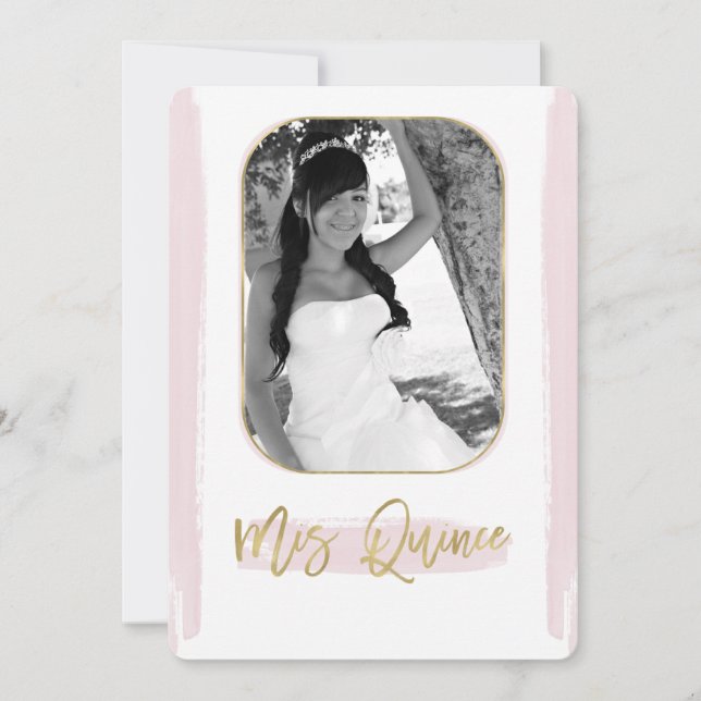 Pink Gold Mis Quince Quinceañera Photo Picture    Invitation (Front)