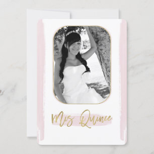 Pink Gold Mis Quince Quinceañera Photo Picture    Invitation