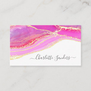 Pink Gold Modern Art Liquid Ink Watercolor Business Card