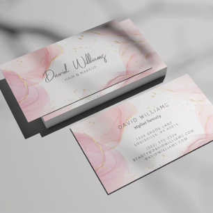 Pink Gold Modern Art Liquid Watercolor Business Card