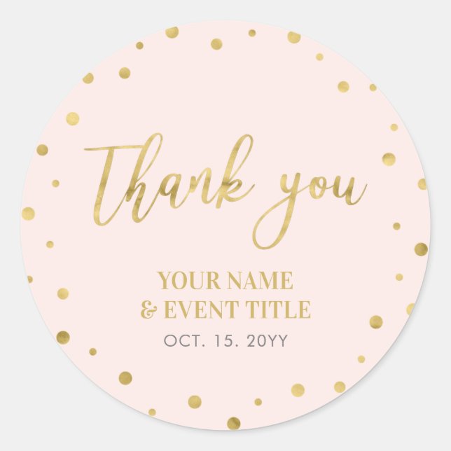 Pink & Gold | Modern Birthday Favour Thank you Classic Round Sticker (Front)