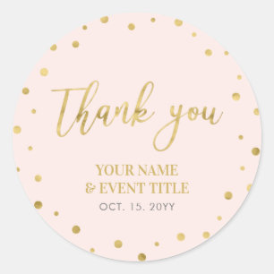 Pink & Gold Modern Birthday Favour Thank you Classic Round Sticker