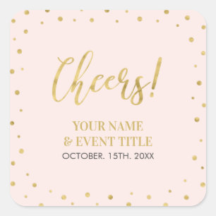 Pink & Gold Modern Cheers Adult Birthday Favour Square Sticker