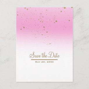 Pink & Gold Modern Glam Chic Wedding Save the Date Announcement Postcard