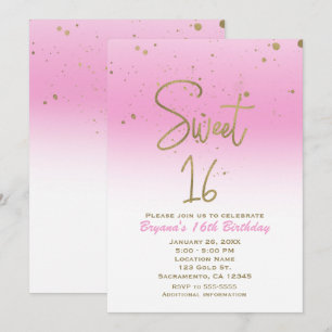 Pink & Gold Modern Glam SWEET 16 Birthday Party Invitation