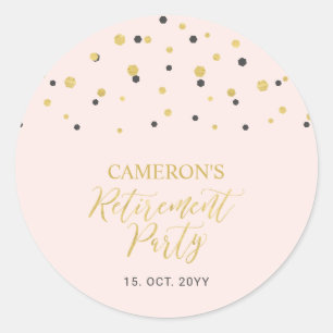 Pink & Gold Modern Retirement Party Favour Classic Round Sticker