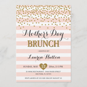 Pink Gold Mother's Day Brunch Elegant Modern Chic Invitation