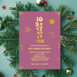 Pink Gold New Years Eve Countdown Party Invitation
