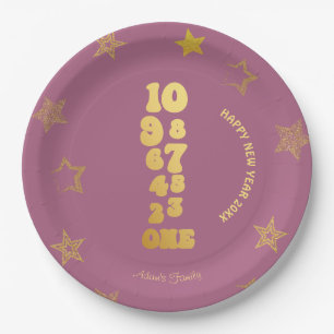 Pink Gold New Years Eve Party Paper Plate