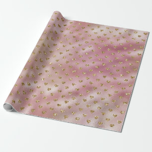 Pink Gold Ombre Glitter Hearts Wrapping Paper