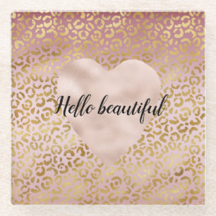 Pink Gold Ombre Leopard Print       Coaster