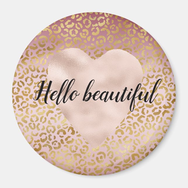 Pink Gold Ombre Leopard Print         Magnet (Front)