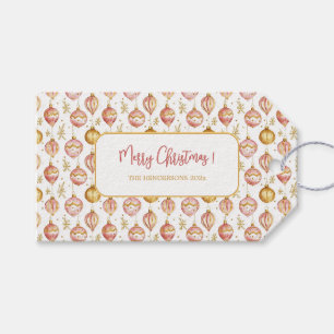 Pink Gold Ornaments Christmas Vintage Gift Tags