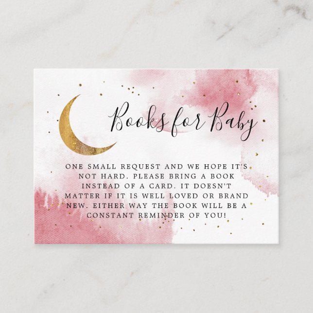 Pink Gold Over The Moon Book Request Enclosure Card (Front)