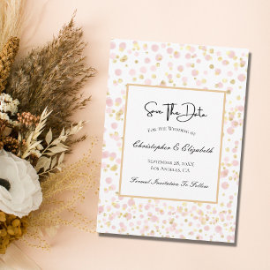 Pink Gold Overlay QR Code Wedding Save The Date