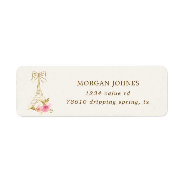Pink Gold Parisian Chic Return Address (Front)