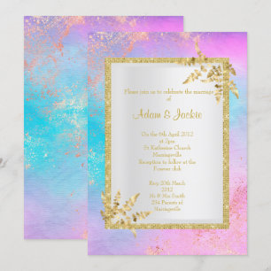PINK GOLD Pastel Marble ELEGANT CLASSY WEDDING Invitation