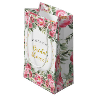 Pink Gold Peonies Bridal Shower Small Gift Bag