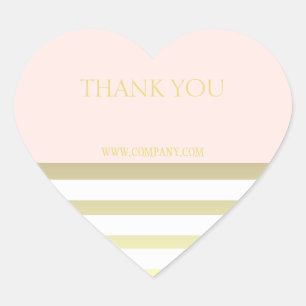 Pink & Gold Personal or Business Thank You Heart Sticker