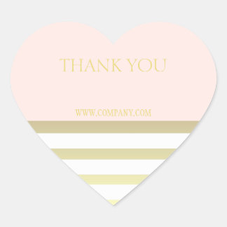 Pink & Gold Personal or Business Thank You Heart Sticker