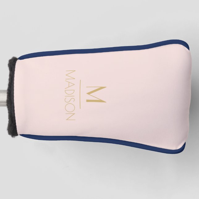 Pink & Gold Personalised Monogram | Name Golf Golf Golf Head Cover (Front)