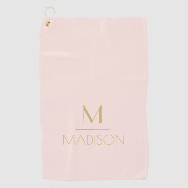 Pink & Gold Personalised Monogram | Name Golf Towel (Front)
