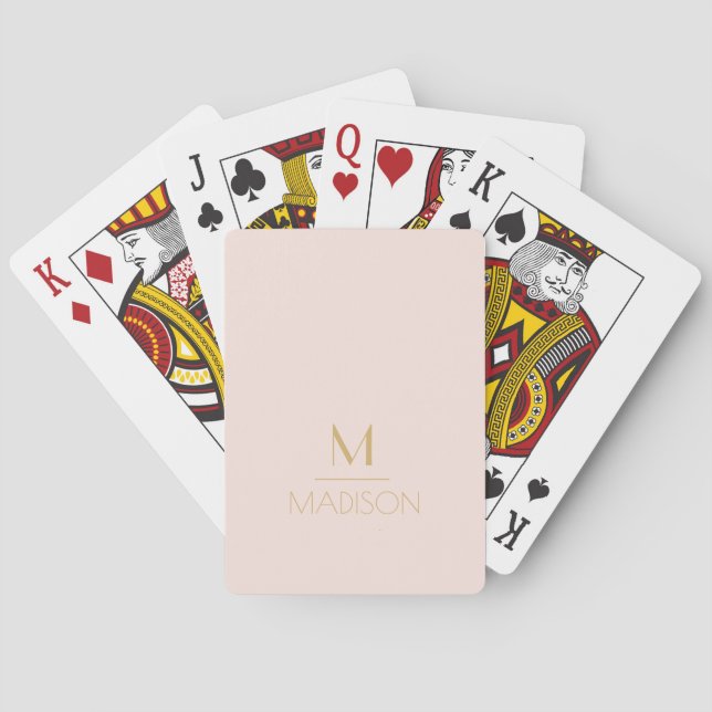 Pink & Gold Personalised Monogram | Name  Playing Cards (Back)