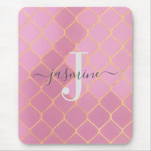 Pink Gold Personalised Mouse Mat