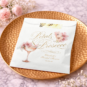 Pink Gold Petals and Prosecco Bridal Shower Favour Bags