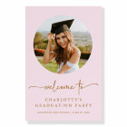 Pink & Gold Photo Graduation Welcome Sign