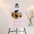 Pink & Gold Photo Graduation Welcome Sign