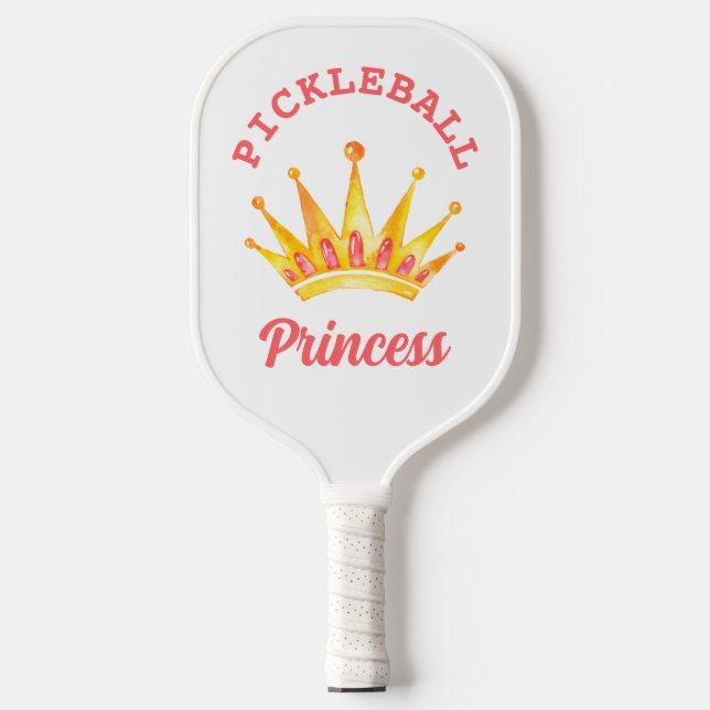 Pink Gold Pickleball Princess Crown Pickleball Paddle (Front)
