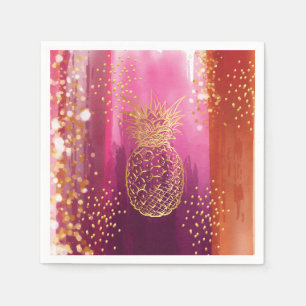 Pink Gold Pineapple Glitter Napkin