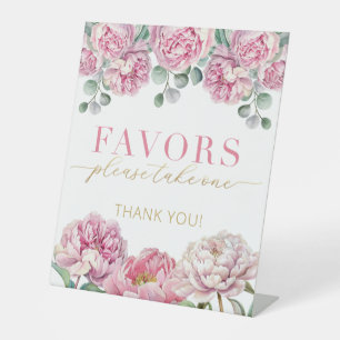 Pink Gold Please Take One Floral Baby Shower Sign