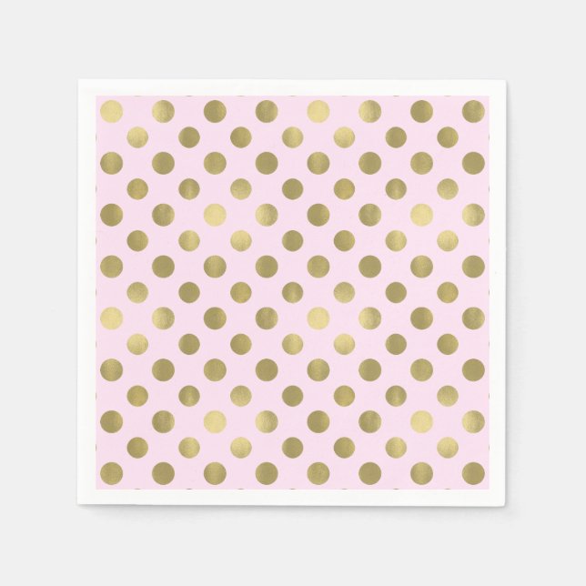 Pink Gold Polka Dot Birthday Party Napkin (Front)