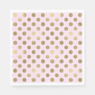 Pink Gold Polka Dot Birthday Party Napkin